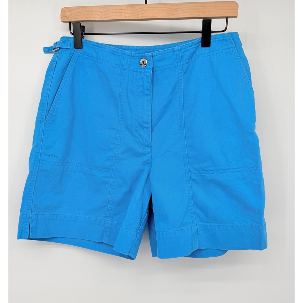 Lauren Ralph Lauren Shorts Women 10 Blue Excellent Side Buckle Cotton Twill